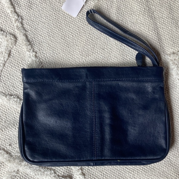 Leather Navy Clutch - Picture 2 of 6